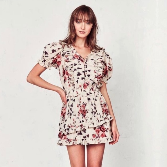 LoveShackFancy Sutton Mini Dress Floral - Picture 6 of 9